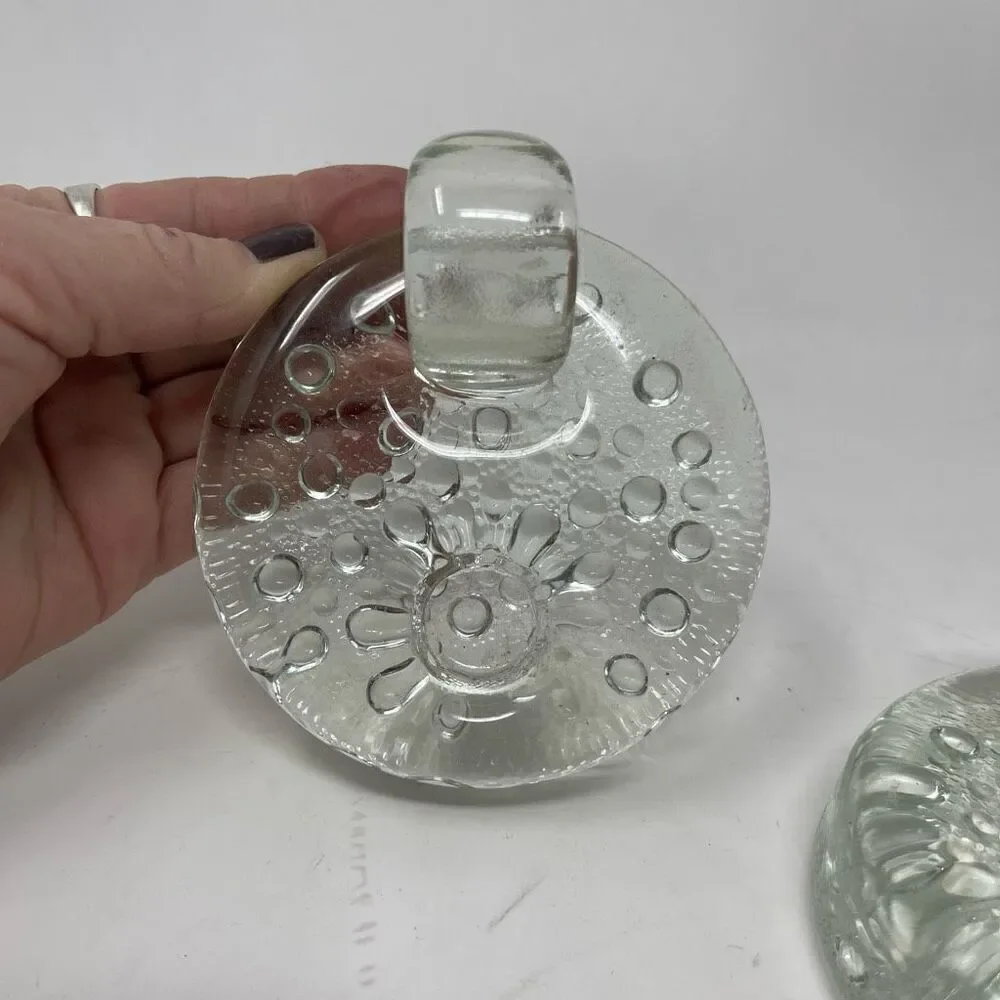 2) VTG Svend Jensen Danish Bubble Glass Votive Candle Holders